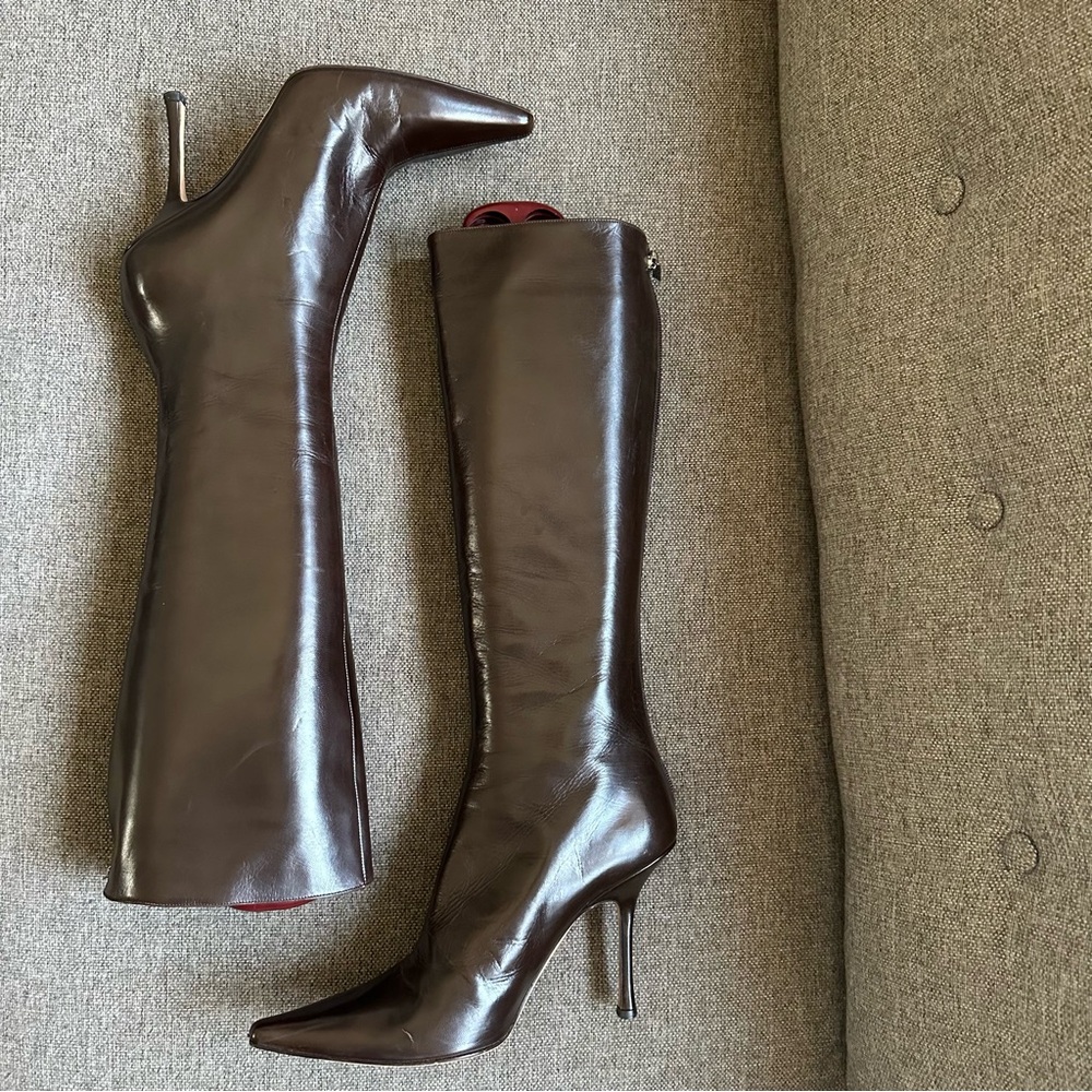 Vintage Jimmy Choo chocolate brown heeled boots